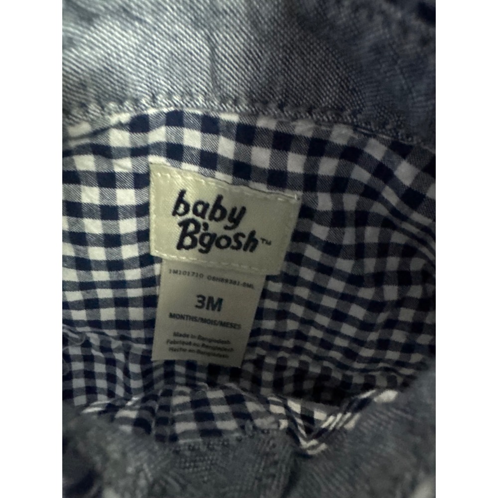 Baby Bgosh Navy Blue White Gingham Long Sleeve Snap Bodysuit 3M - Picture 3 of 3